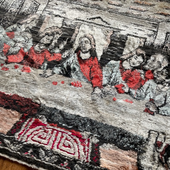 Vintage Last Supper Da Vinci Velvet Wall Hanging - Picture 4 of 7